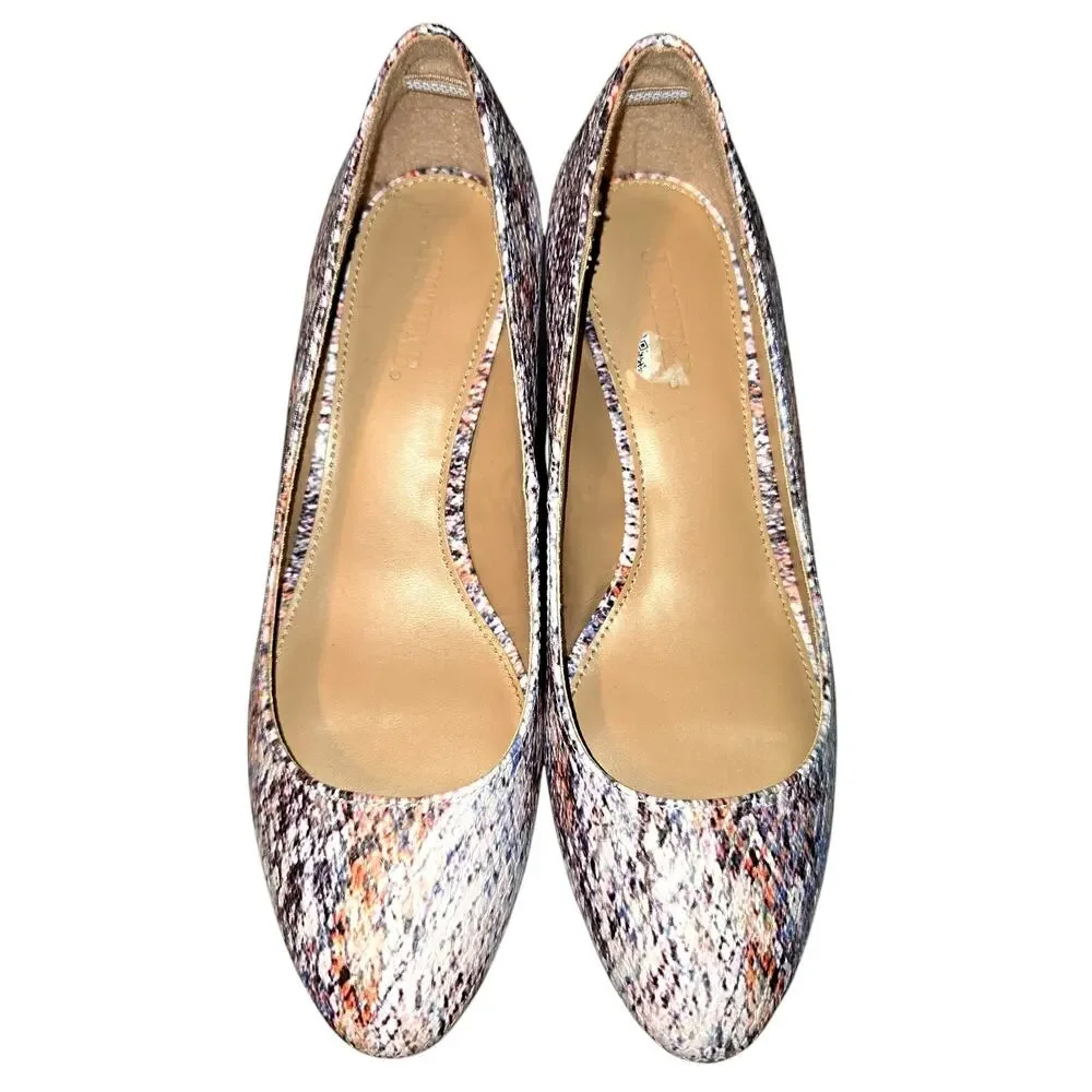 Just Fab 6.5 Pink Faux Snake Skin Pumps Women's 2 Inch High Heel Shoes 6 1/2 - Picture 2 of 8